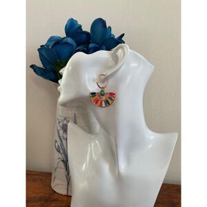 Rainbow Fan  Statement Boho Hoop Earrings